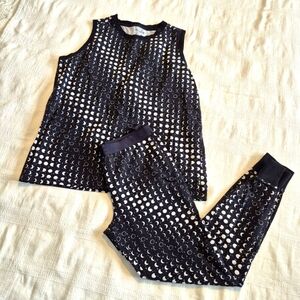 TomboyX size small lounge set moon phase design top and pants elastic waist EUC